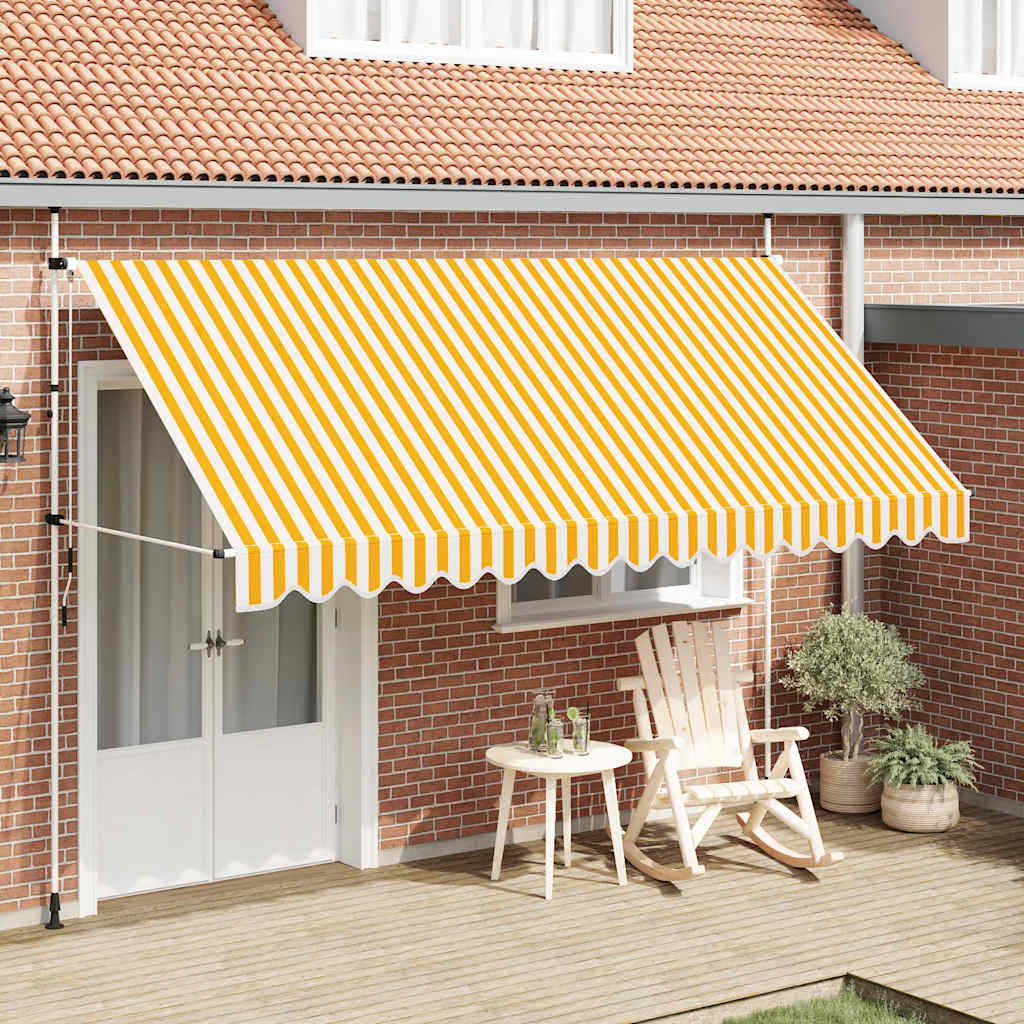 Manual Retractable Awning 400 cm Orange and White Stripes