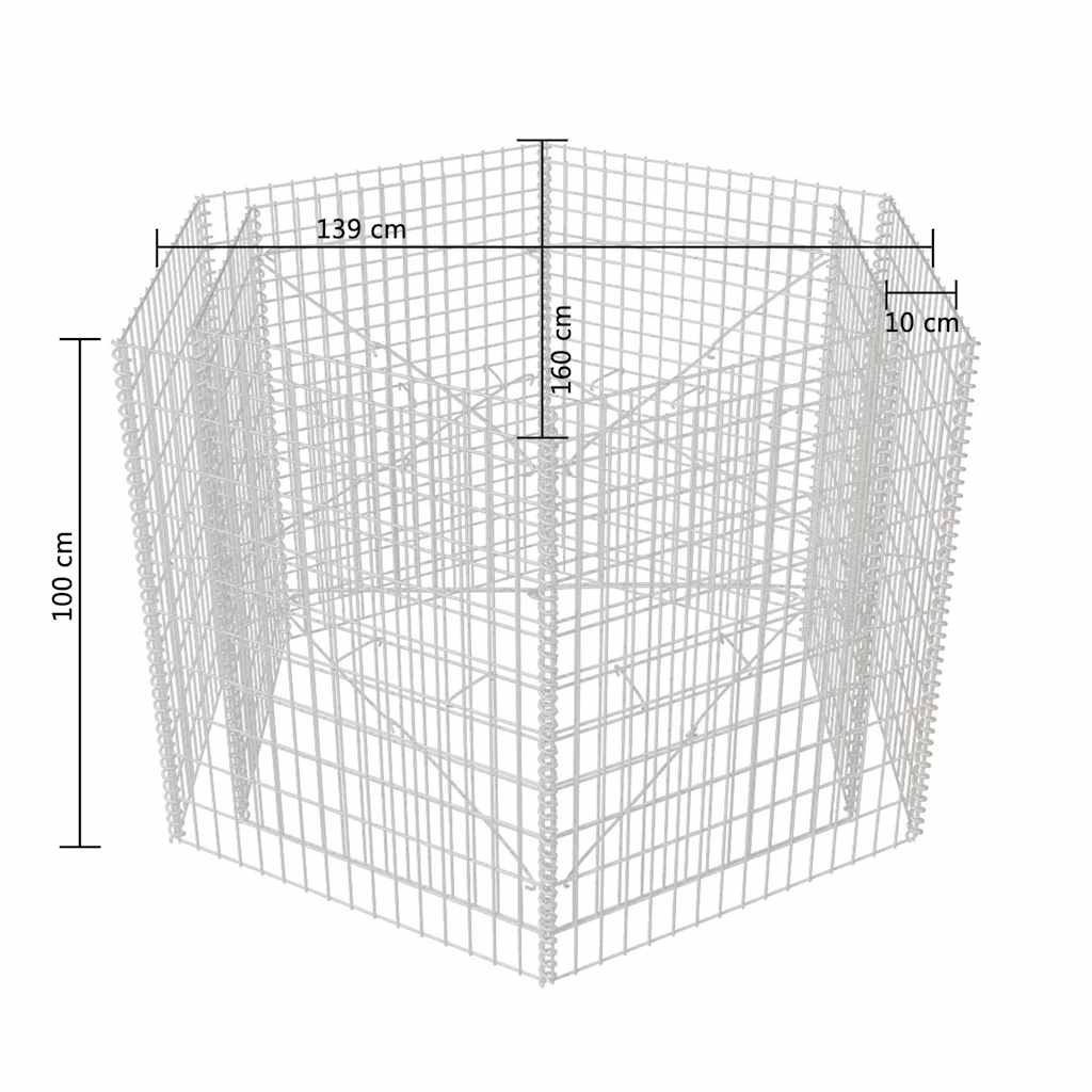 Hexagonal Gabion Raised Bed 160x140x100 cm