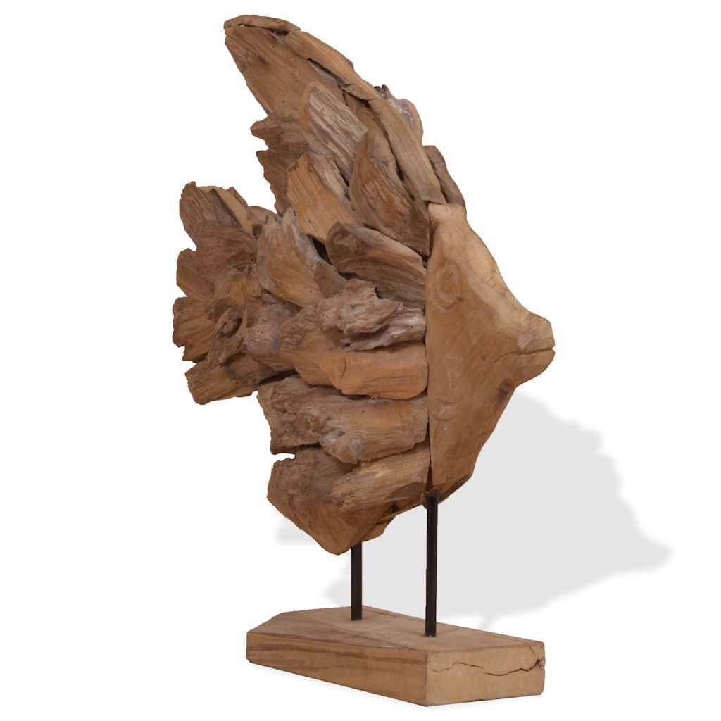 Fish Sculpture Teak 40x12x57 cm