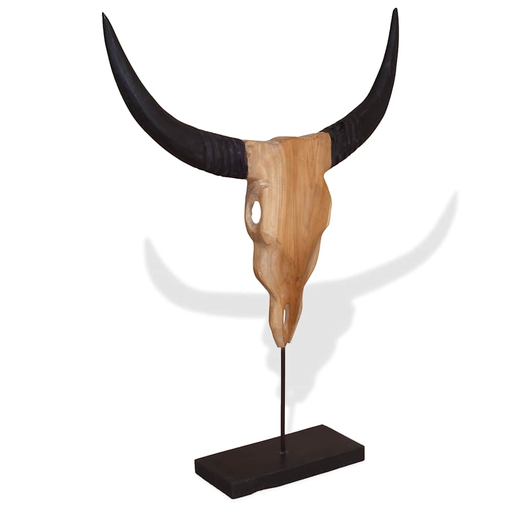 Bull Skull Sculpture Teak 66x15x88 cm