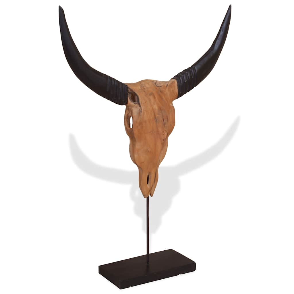 Bull Skull Sculpture Teak 66x15x88 cm