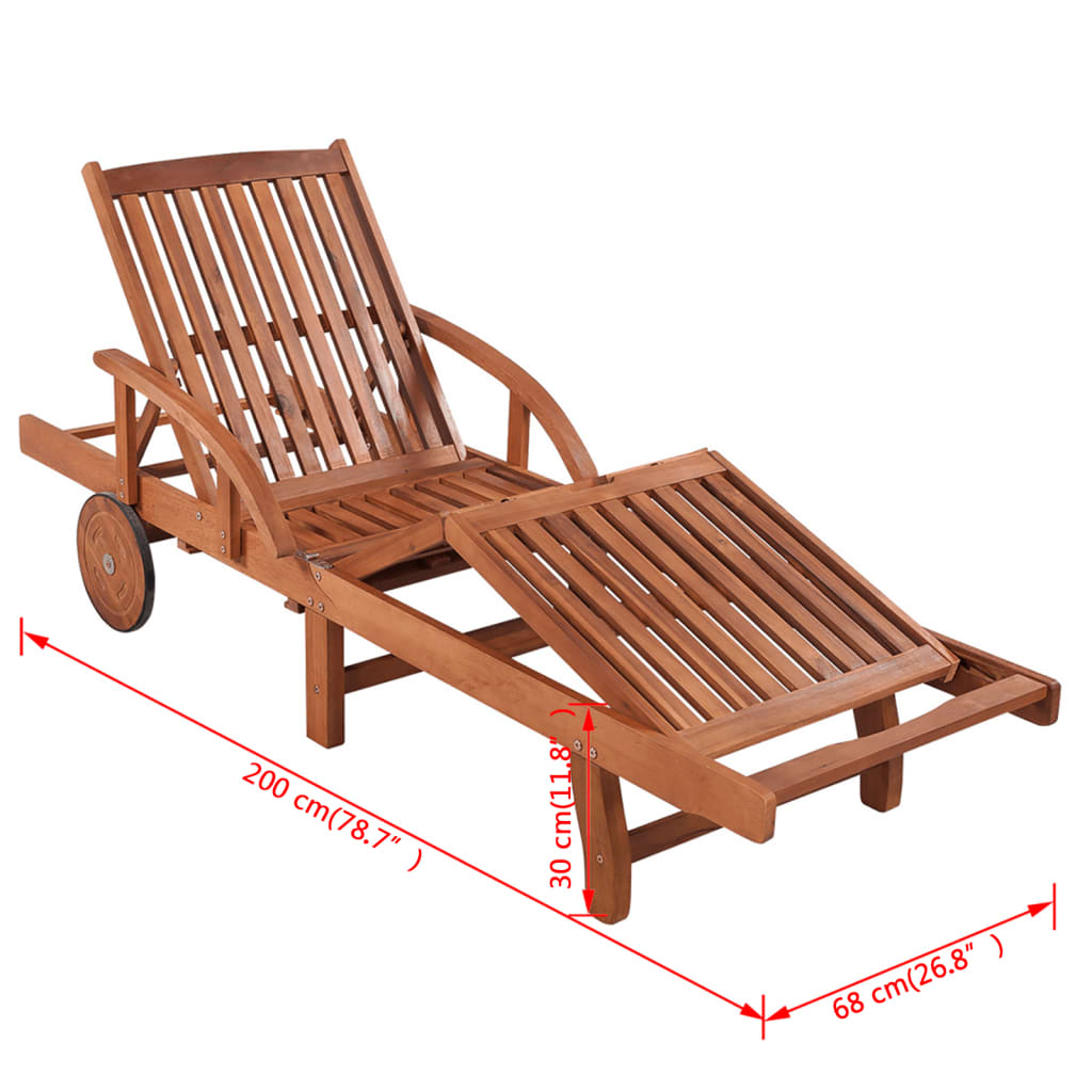 Sun Loungers 2 pcs with Table Solid Acacia Wood