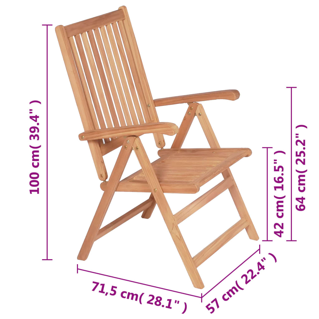 Reclining Garden Chairs 2 pcs Solid Teak Wood