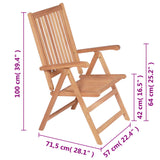 Reclining Garden Chairs 2 pcs Solid Teak Wood