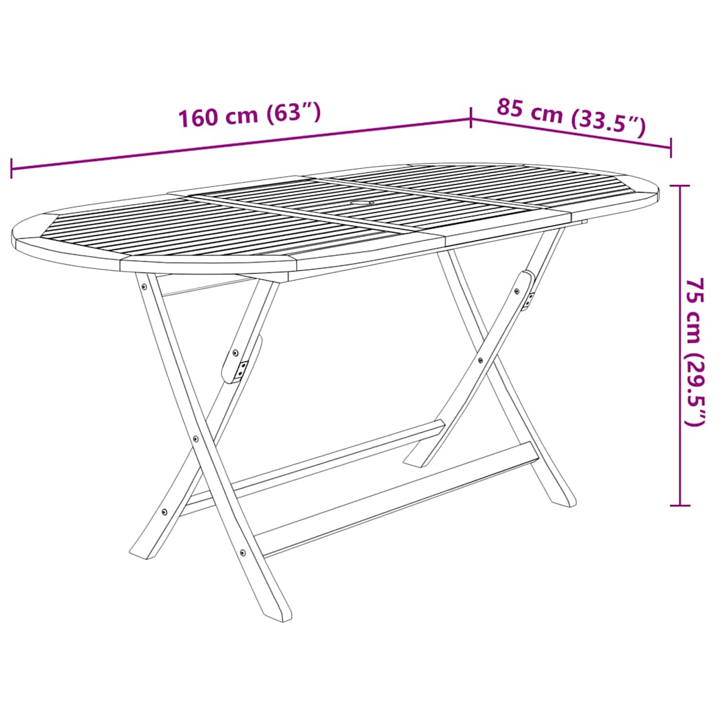 9 Piece Folding Outdoor Dining Set Solid Acacia Wood