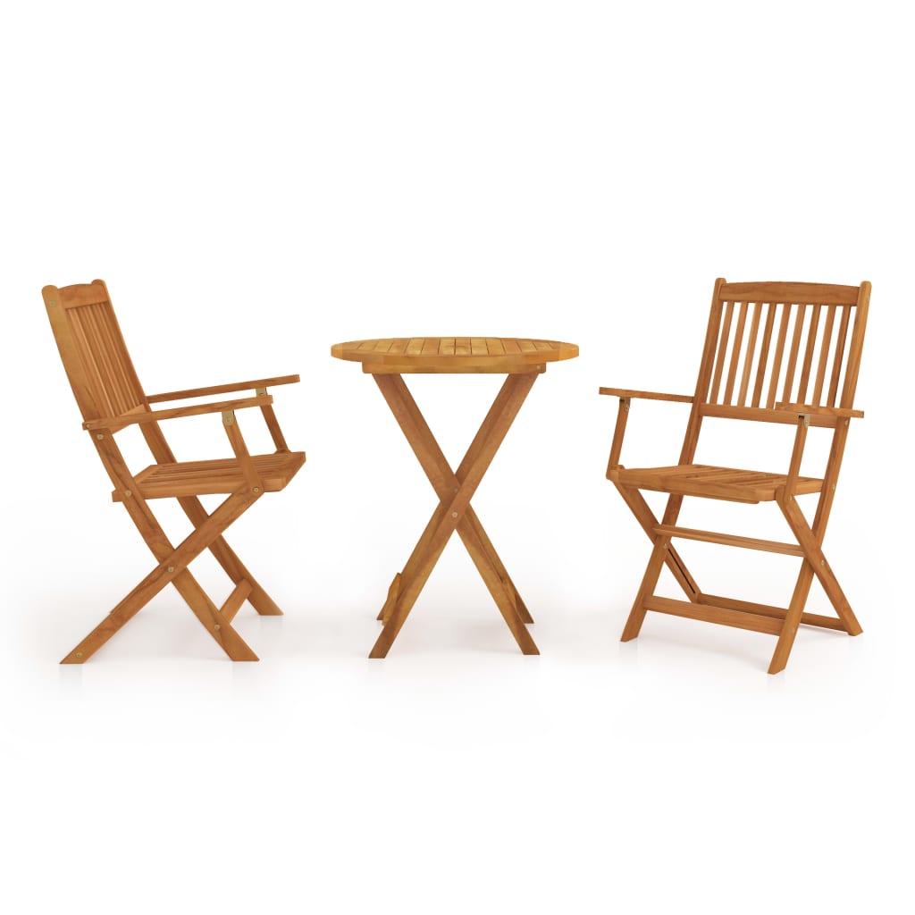 3 Piece Folding Bistro Set solid Acacia Wood