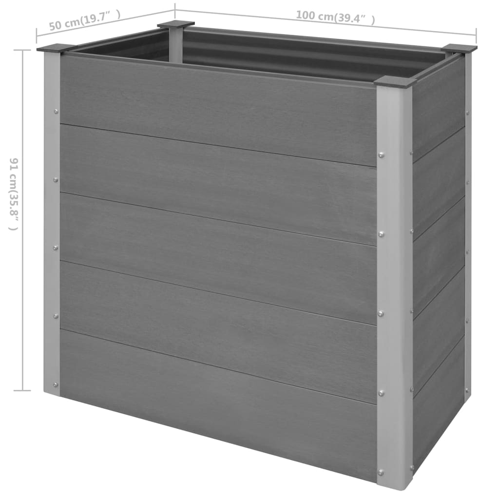 Garden Raised Bed WPC 100x50x91 cm Grey