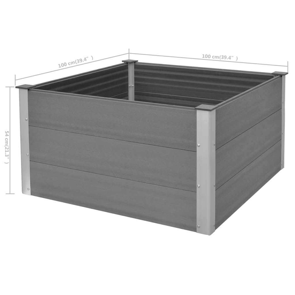 Garden Raised Bed WPC 100x100x54 cm Grey