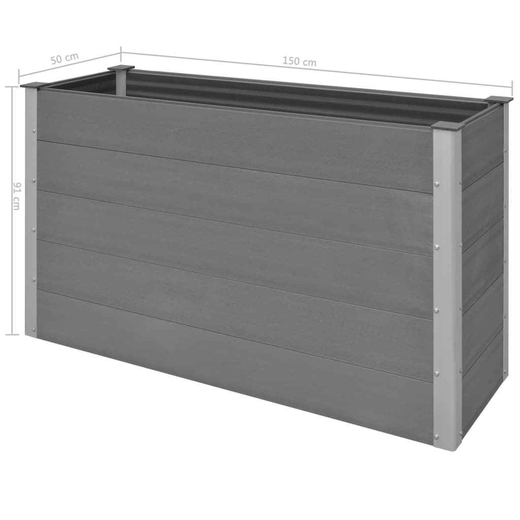 Garden Raised Bed WPC 150x50x91 cm Grey