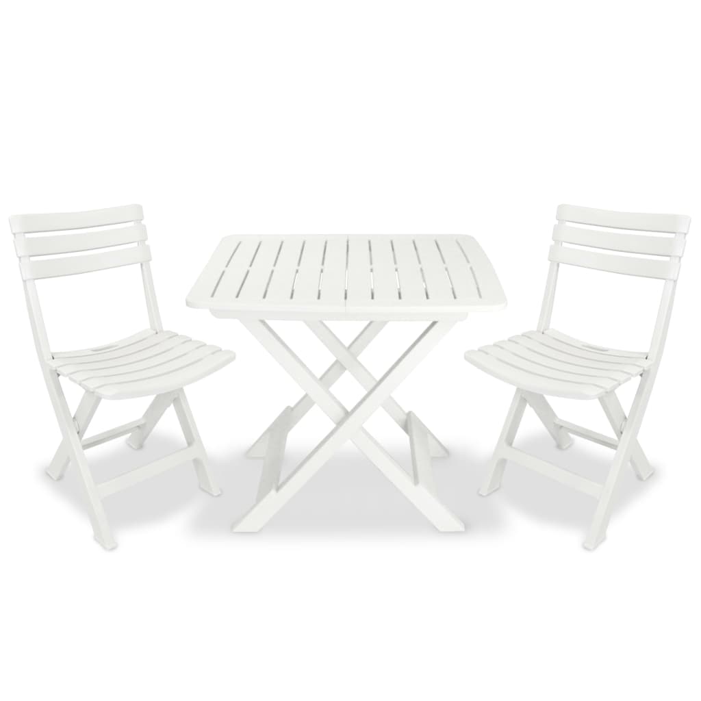 3 Piece Folding Bistro Set Plastic White