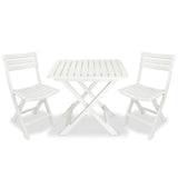 3 Piece Folding Bistro Set Plastic White