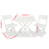 3 Piece Folding Bistro Set Plastic White