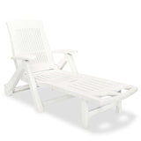 Sun Lounger with Footrest Plastic White