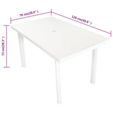 Garden Table White 126x76x72 cm Plastic