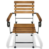 Folding Garden Chairs 2 pcs Steel and Solid Acacia Wood