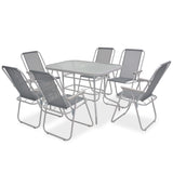 8 Piece Outdoor Dining Set Steel and Textilene Grey