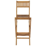 Folding Outdoor Bar Stools 2 pcs Solid Teak Wood