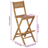 Folding Outdoor Bar Stools 2 pcs Solid Teak Wood