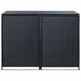 Double Wheelie Bin Shed Poly Rattan Black 148x80x111 cm