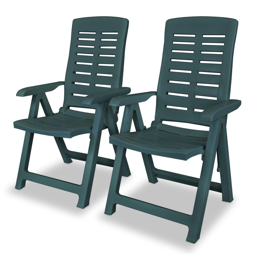 Reclining Garden Chairs 2 pcs Plastic Green