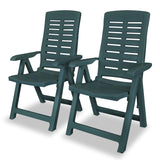 Reclining Garden Chairs 2 pcs Plastic Green