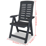 Reclining Garden Chairs 2 pcs Plastic Anthracite