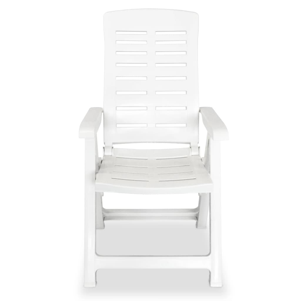 Reclining Garden Chairs 6 pcs Plastic White