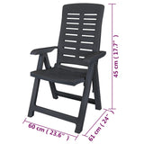 Reclining Garden Chairs 6 pcs Plastic Anthracite