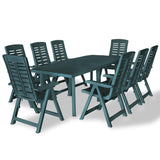 9 Piece Outdoor Dining Set Plastic Green