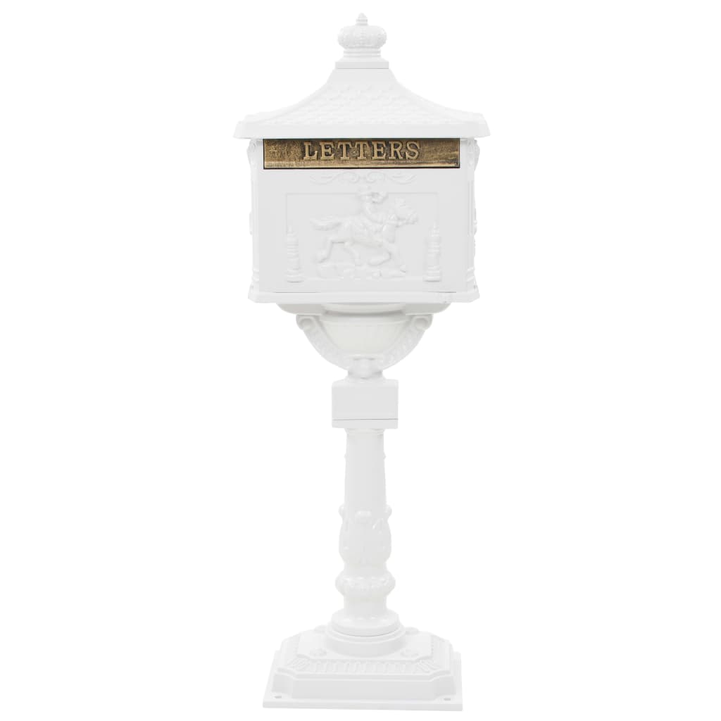 Pedestal Letterbox Aluminium Vintage Style Rustproof White