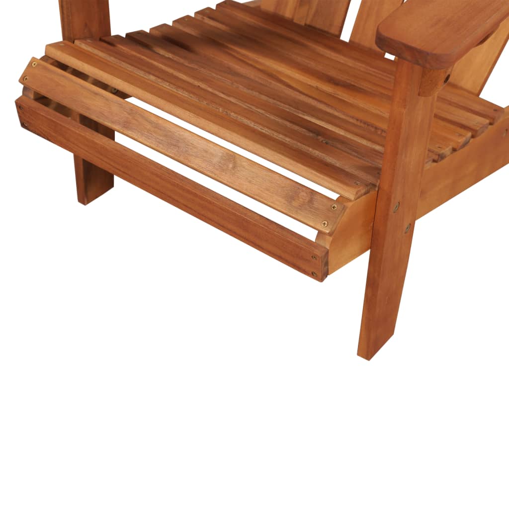 Garden Adirondack Chair with Footrest Solid Acacia Wood