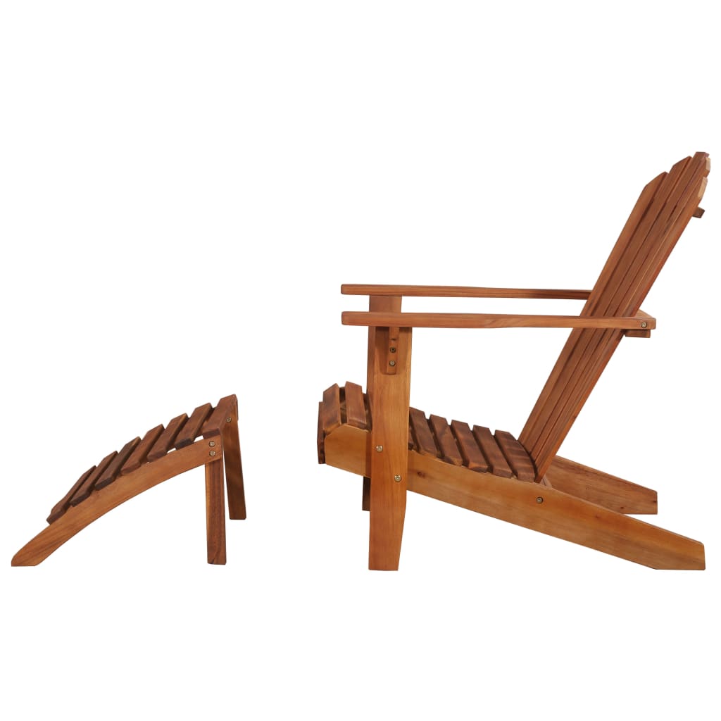 Garden Adirondack Chair with Footrest Solid Acacia Wood