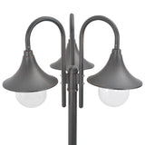 Garden Post Light E27 220 cm Aluminium 3-Lantern Bronze
