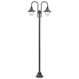 Garden Post Light E27 220 cm Aluminium 2-Lantern Bronze