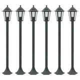 Garden Post Lights 6 pcs E27 110 cm Aluminium Dark Green