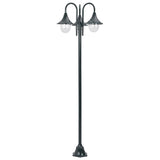 Garden Post Light E27 220 cm Aluminium 3-Lantern Dark Green