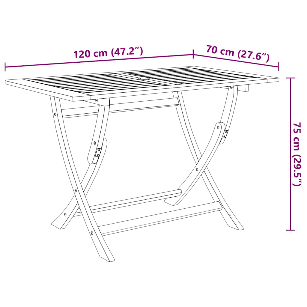 5 Piece Folding Outdoor Dining Set Solid Acacia Wood