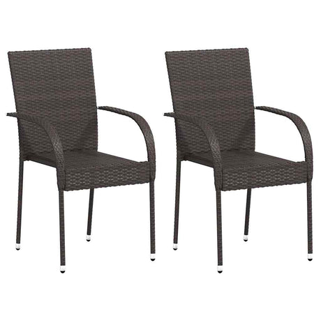Stackable Outdoor Chairs 2 pcs Poly Rattan Brown