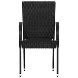Stackable Outdoor Chairs 2 pcs Poly Rattan Black