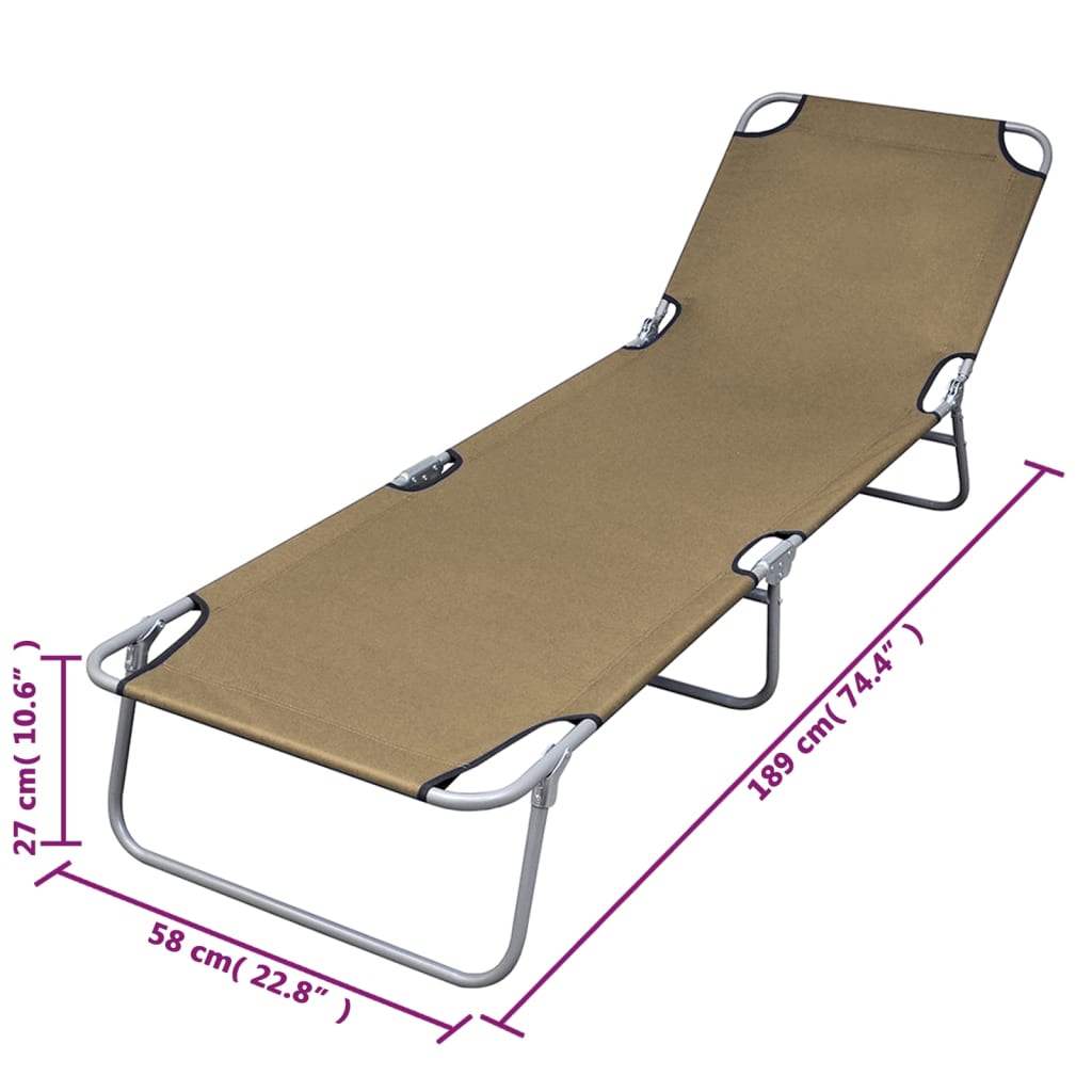 Foldable Sunlounger with Adjustable Backrest Taupe