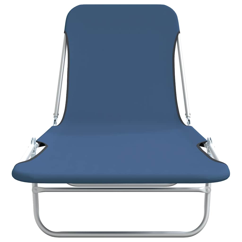 Folding Sun Loungers 2 pcs Steel and Fabric Blue