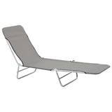 Folding Sun Loungers 2 pcs Steel and Fabric Grey