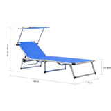 Folding Sun Lounger with Roof Aluminium and Textilene Blue