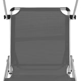 Folding Sun Lounger with Roof Aluminium and Textilene Grey