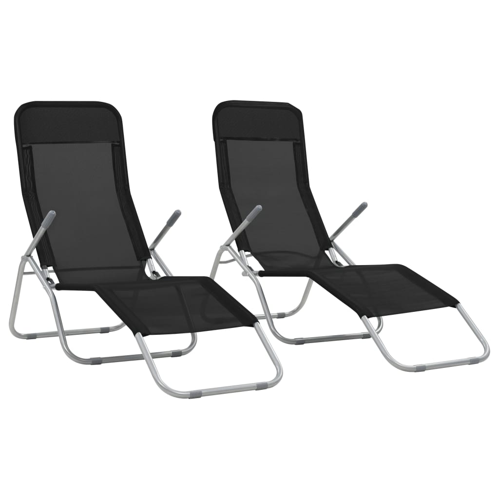 Folding Sun Loungers 2 pcs Textilene Black