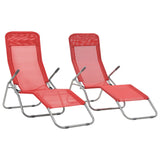 Folding Sun Loungers 2 pcs Textilene Red