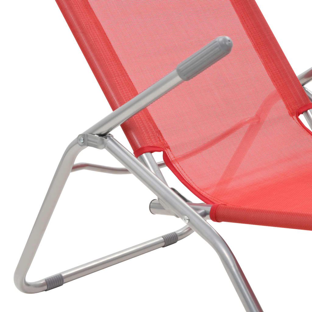 Folding Sun Loungers 2 pcs Textilene Red