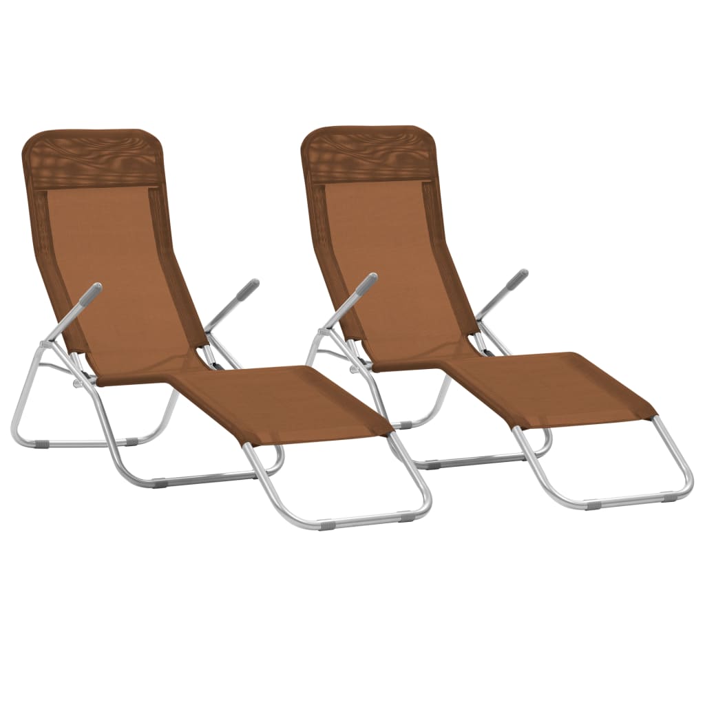 Folding Sun Loungers 2 pcs Textilene Taupe