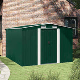 Garden Shed 257x298x178 cm Metal Green