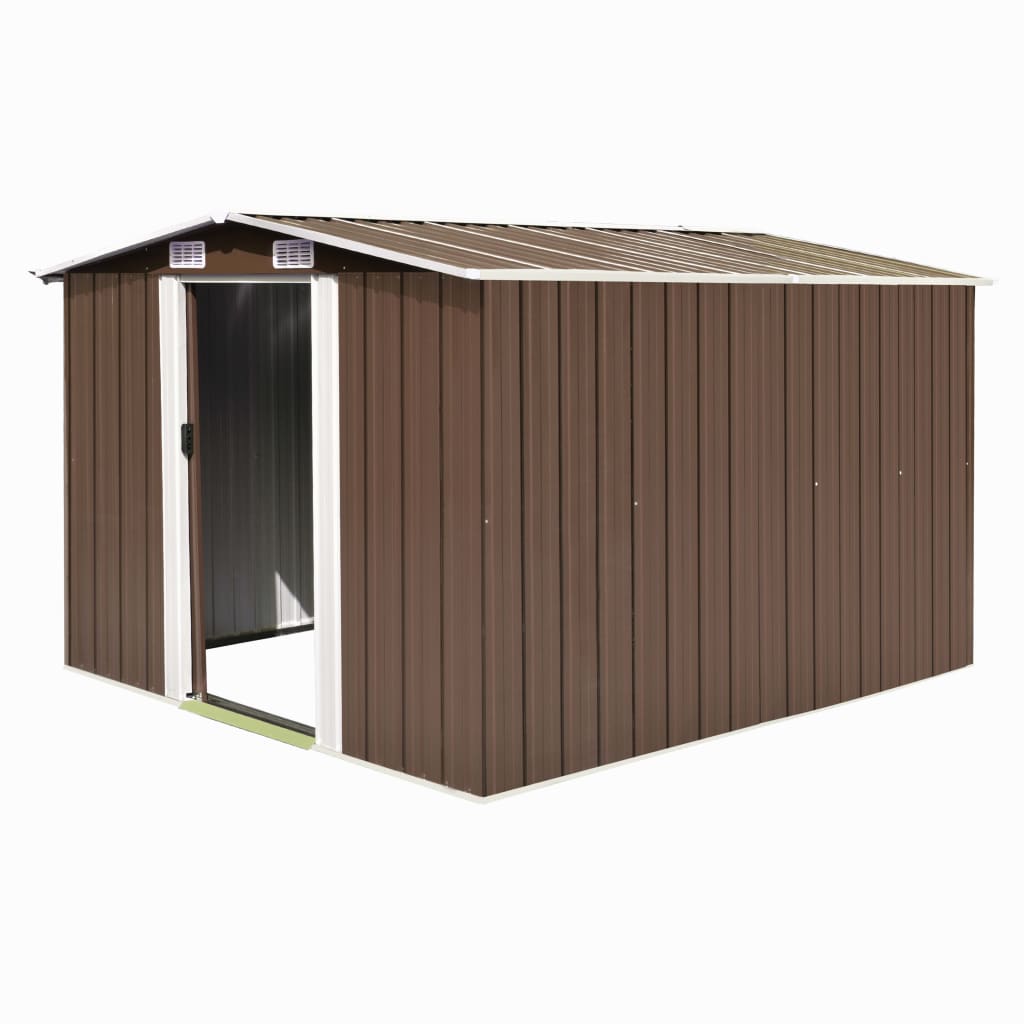 Garden Shed 257x298x178 cm Metal Brown